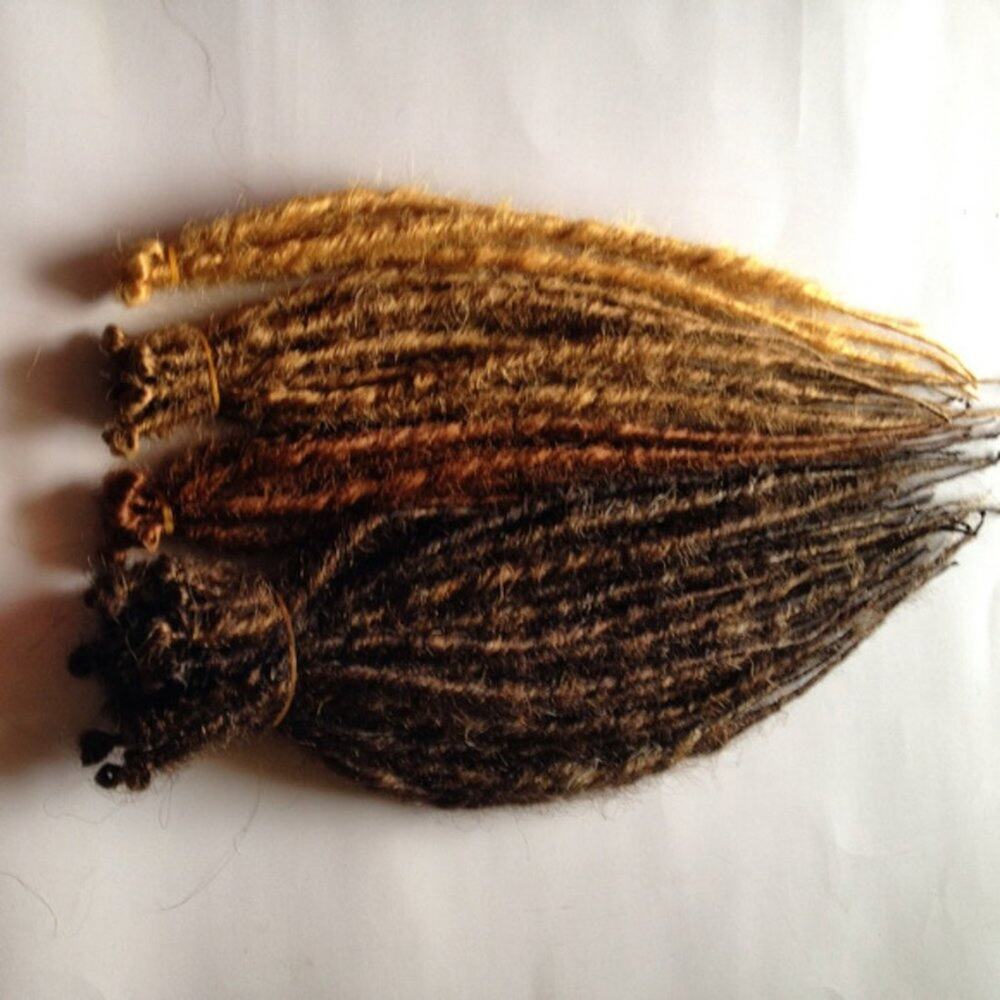 70 SE Single Ended Dreads Dreadlocks Hair Extensions Brown Gold